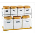 Set of 7 Canisters with Bamboo Base
