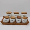 Set of 7 Canisters with Bamboo Base
