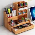 Wooden Desk Organizer Multifunctional Office Stationary Storage Holder