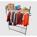 Stainless Steel Clothing Rail With Top Bottom Shelves