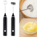 Handheld 3 Speed USB Charging Electric Milk Frother Egg Beater with 2 Heads