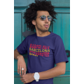 BUFFTEE Barcelona Spain Home Jersey Style Supporters T-Shirt - Unisex Word Illusion