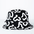 Bucket Hat Black and White Popcorn with elastic to tighten.