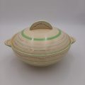 Beige Pot with Green Lines