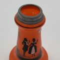 Bright Orange Vase with Man and Woman