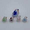Set of 5 Miniature Clear Glass Geese with Colourful Details