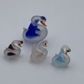 Set of 5 Miniature Clear Glass Geese with Colourful Details