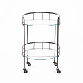Brand-New 2-Tier Bar Cart Drinks Trolley with Glass Shelves (Silver)