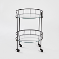 Brand-New 2-Tier Bar Cart Drinks Trolley with Glass Shelves (Silver)