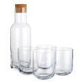 5 Piece Borosilicate Glass Carafe with Cork Stopper and Drinking Glass Set