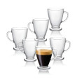 6 Piece Sturdy 225ml Glass Tea Coffee Mug with Handle Set