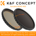 K&F 58mm Variable ND Filter; ND2-ND400 from 1 to 8 F-Stops | KF01.1401