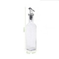 500ml Square Clear Olive Oil Glass Dispenser Bottle With Oiler Mouth