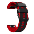 LOBO 22mm Silicone Dual-Tone Watch Strap For Garmin - Black &amp; Red