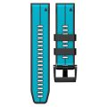 LOBO 22mm Silicone Dual-Tone Watch Strap For Garmin - Sky Blue &amp; Black
