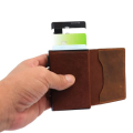 T4U Genuine Leather Pop-Up Credit Card Wallet with Airtag Holder - Brown