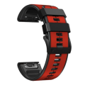 LOBO 22mm Silicone Dual-Tone Watch Strap For Garmin - Red &amp; Black