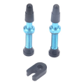 2x T4U Tubeless Valves with Valve Core Tool (40mm) - Blue