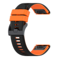 LOBO 22mm Two-Tone Silicone Watch Strap For Garmin - Black &amp; Orange