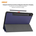 ENKAY PU Leather Flip Cover with S-Pen Slot for Samsung Tab S8/S7 11 inch. - Dark Blue