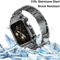 LOBO Stainless Steel Case with Integrated Straps for Apple Watch Ultra 49mm - Black