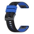 LOBO 22mm Two-Tone Silicone Watch Strap For Garmin - Black &amp; Blue