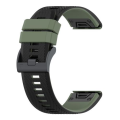 LOBO 22mm Two-Tone Silicone Watch Strap For Garmin - Black &amp; Green