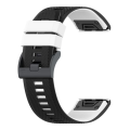 LOBO 26mm Two-Tone Silicone Watch Strap For Garmin - Black &amp; White