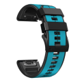 LOBO 22mm Silicone Dual-Tone Watch Strap For Garmin - Sky Blue &amp; Black