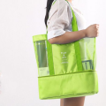 Mesh Beach Bag with Detachable Insulated Cooler - Green