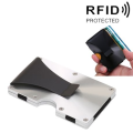 T4U Aluminium Minimalist Card Holder &amp; Money Clip RFID Blocking - Silver