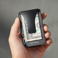 New-Bring Aluminium Minimalist Card Holder &amp; Money Clip RFID Blocking - Black Carbon