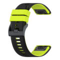 LOBO 22mm Two-Tone Silicone Watch Strap For Garmin - Black &amp; Lime