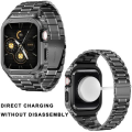 LOBO Stainless Steel Case with Integrated Straps for Apple Watch 45/44mm