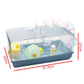 Blue-Grey Hamster Cage with Accessories (57.5cm X 32cm X 27cm)