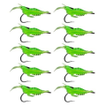 10 Piece Shrimp Lures with Hook Green - 4cm