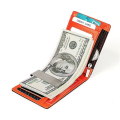 T4U Leather Minimalist Wallet - RFID Blocking (Black &amp; Orange)