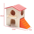 CARNO Double Story Wooden Hamster House with Ramp