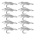 10 Piece Shrimp Lures with Hook Tranparent - 4cm