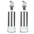 T4U Oil and Vinegar Pourer Set - Stainless Steel &amp; Glass (300ml 2 Piece)