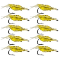 10 Piece Shrimp Lures with Hook Yellow - 4cm