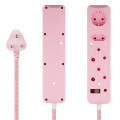 SWITCHED 4 Way Surge Protected Multiplug 0.5M Braided Cord Pink