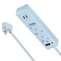 SWITCHED 3 Way Surge Protected Multiplug with Dual 2.4A USB Ports 0.5M Braided Cord Blue