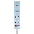 SWITCHED 3 Way Surge Protected Multiplug with Dual 2.4A USB Ports 0.5M Braided Cord Blue