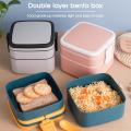 Portable Square Shape Double Layer Sealed Leak-Proof Lunch Box With Handle
