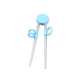 Kids Stainless Steel Practice Chopsticks with Silicone Helpers - Blue
