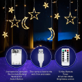 Rechargeable LED Moon and Star Curtain String Lights