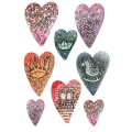 Heart of Winter Sticker Sheet: Green, Journaling Stickers, Pink, Water Colours