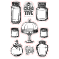 A-Mason Jars Sticker Sheet - Black and White Craft Stickers for Clear PET Sheets