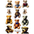 Teddy Bear Love Craft Stickers Sheets - Brown Kids Teddy Bears